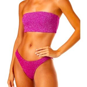 GOOD AMERICAN Bikini Sparkle Better Band GW Cheeky Hawiian Pink- 3XL (GA 6/7)NWT